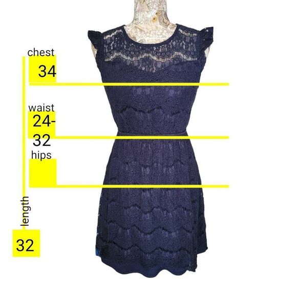 Monteau Blue Lacey Short Feminine Dress - Picture 3 of 8